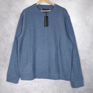 Banana Republic Sweatshirt Mens Large Blue Brushed Waffle Crewneck Pullover Knit